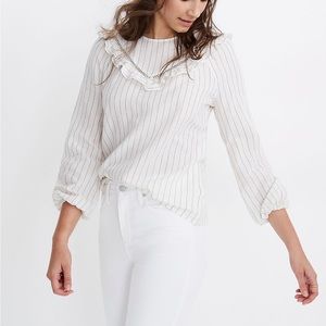 Madewell ruffle yoke prairie top EUC